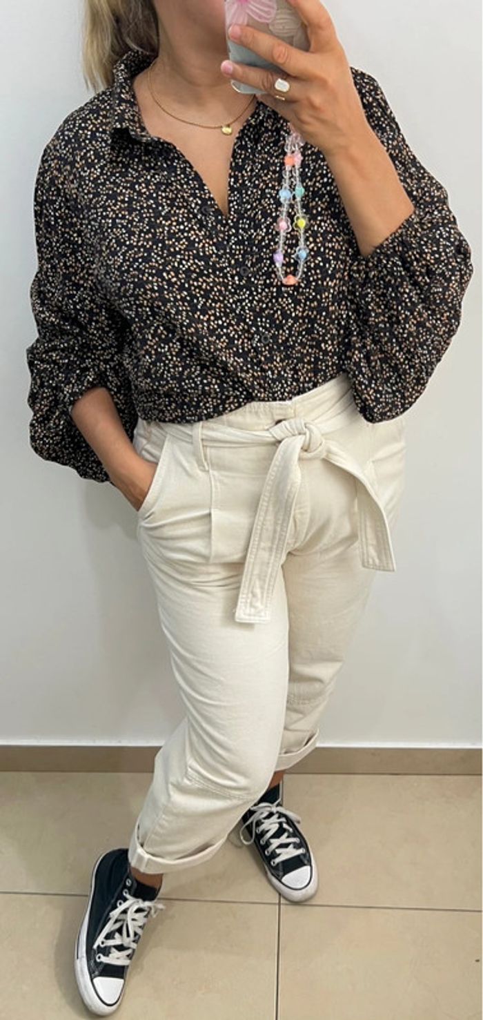 Chemise Vila Imprimée Fleurs Manches Bouffantes Taille 38 - photo numéro 7
