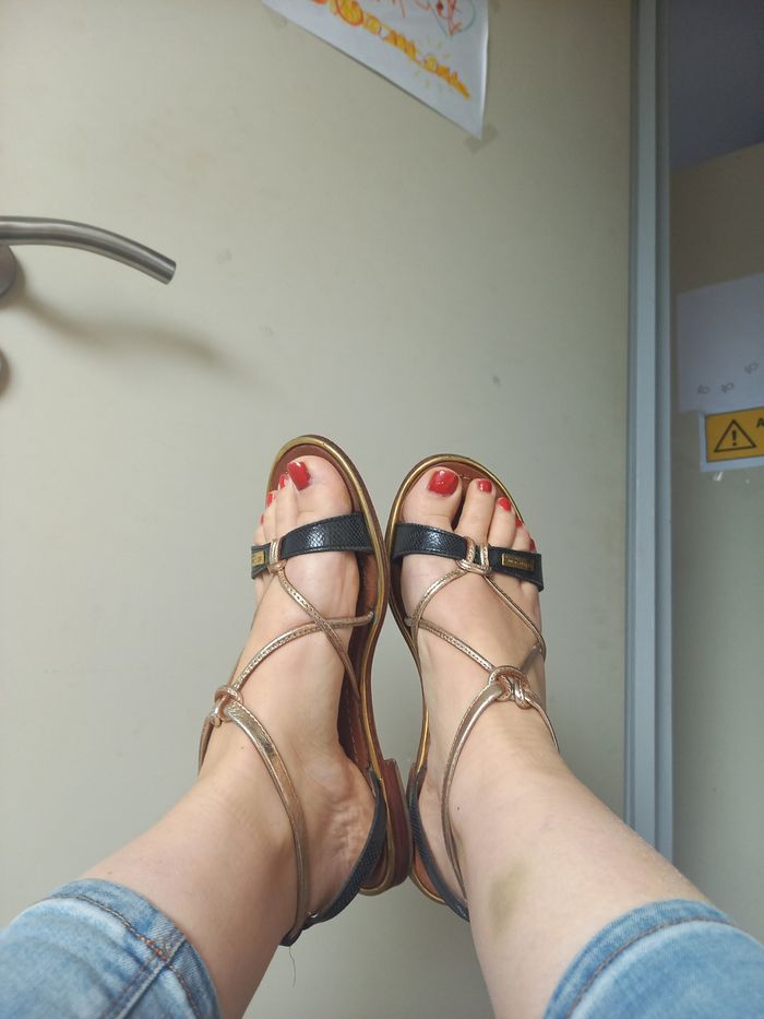 tropeziennes cuir noir doré - photo numéro 6