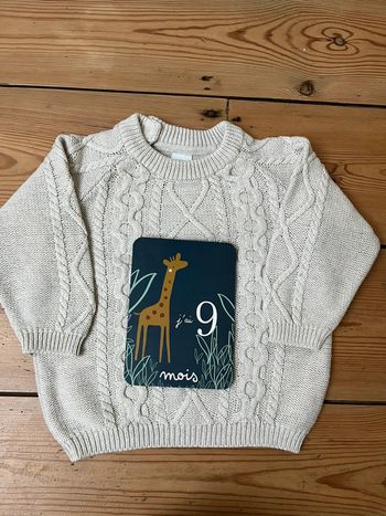 Pull avec torsades beige col rond