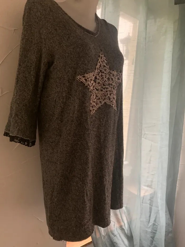 Robe col V grise taille 38 manches Longues - photo numéro 7