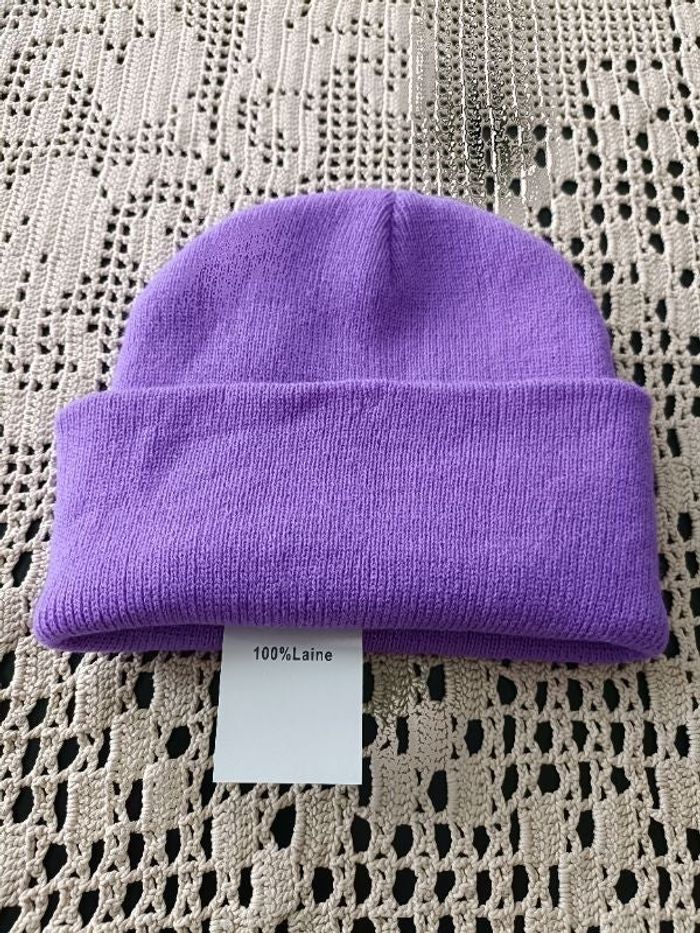 Bonnet milano violet en 100% laine, taille unique