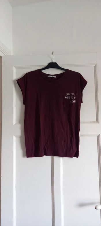 T-shirt bordeaux gémo 38 inscription everybody wants to be a cat