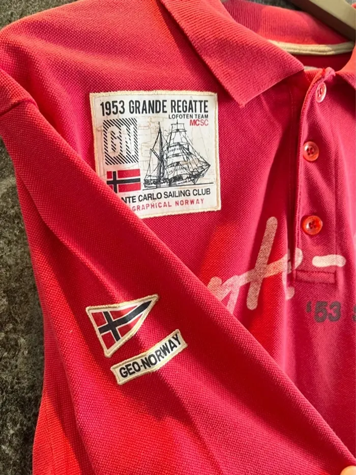 Polo manches longues rouge homme Geographical Norway taille XL hombre uomo Poloshirt Herren - photo numéro 4