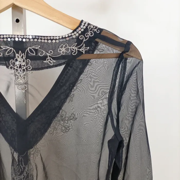 Tunique transparente noire brodée à perles – T.2 – Mim A1024 - photo numéro 11