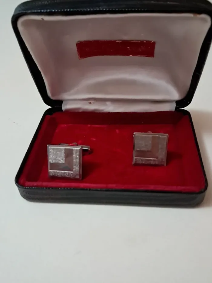 Paire de boutons de manchette vintages géometriques - photo numéro 2