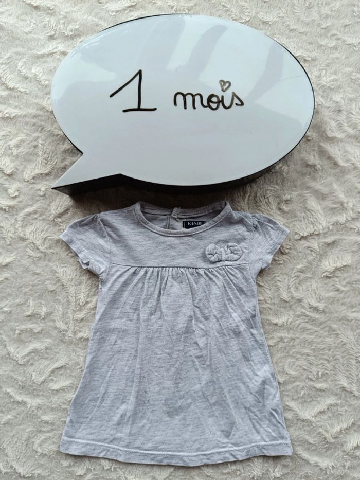 Tee shirt long tunique manches courtes ou robe courte Fille 1 mois Kiabi