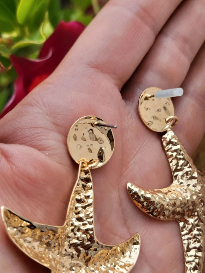 Boucles d'oreilles étoile de mer dorée - photo numéro 5