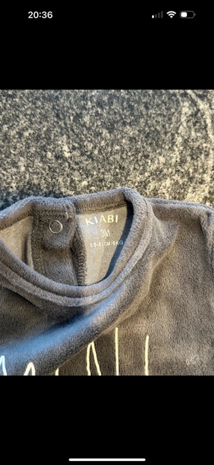 Pyjama chaud Kiabi bébé garçon 3 mois très bon état  Porté deux fois - photo numéro 2