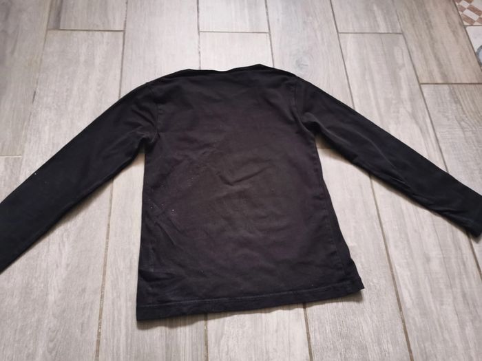 T-shirt manches longues noir cœur papillons roses NKY - photo numéro 2