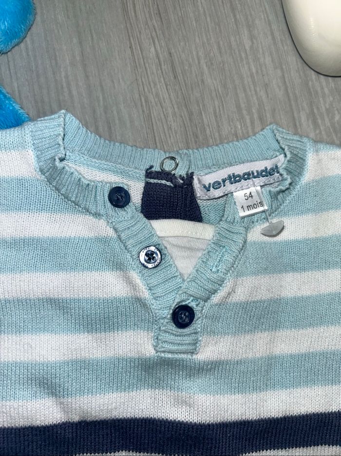 Pull rayé bleu 1mois - photo numéro 4