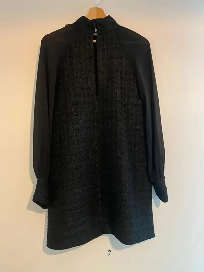 Robe tweed avec fleur au col noire Zara taille S - photo numéro 6