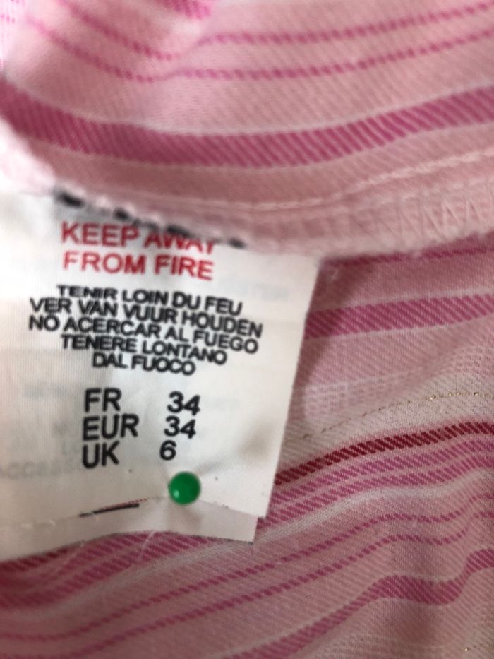 Haut de pyjama à rayures roses et argent Etam taille 34 - photo numéro 7