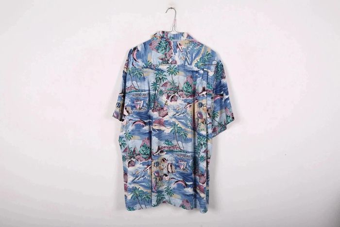 Chemise Hawaïenne vintage 90's en coton motif iles et poissons made in USA (#250025) - photo numéro 8