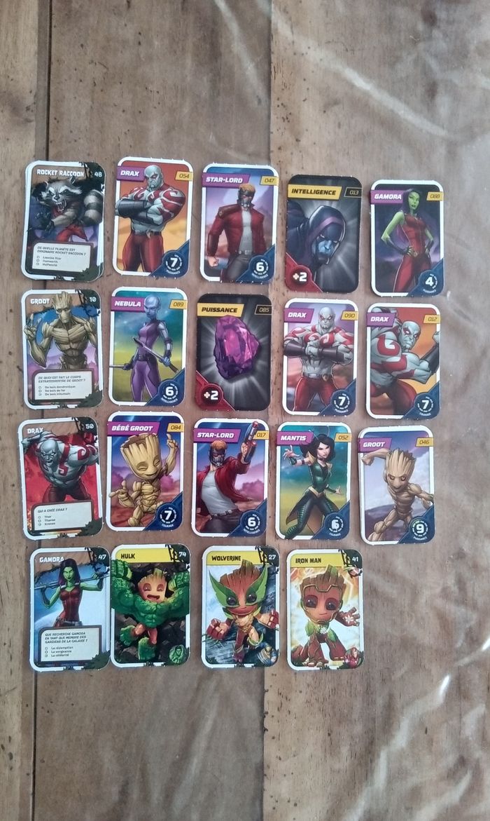 Lot de cartes à collectionner Marvel Avengers Les gardiens de la galaxie