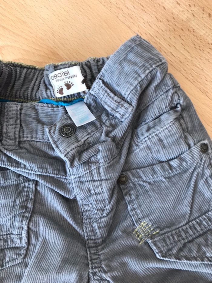 Pantalon léger côtelé gris 6 mois garçon Okaidi - photo numéro 3