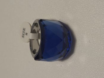 Bague acier inoxydable cristal bleu taille 8