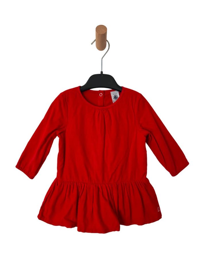 Robe à manches longues en velours rouge - Petit Bateau 12 mois