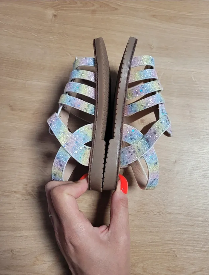 Sandales fille pailletées multicolores neuves 27 - photo numéro 7