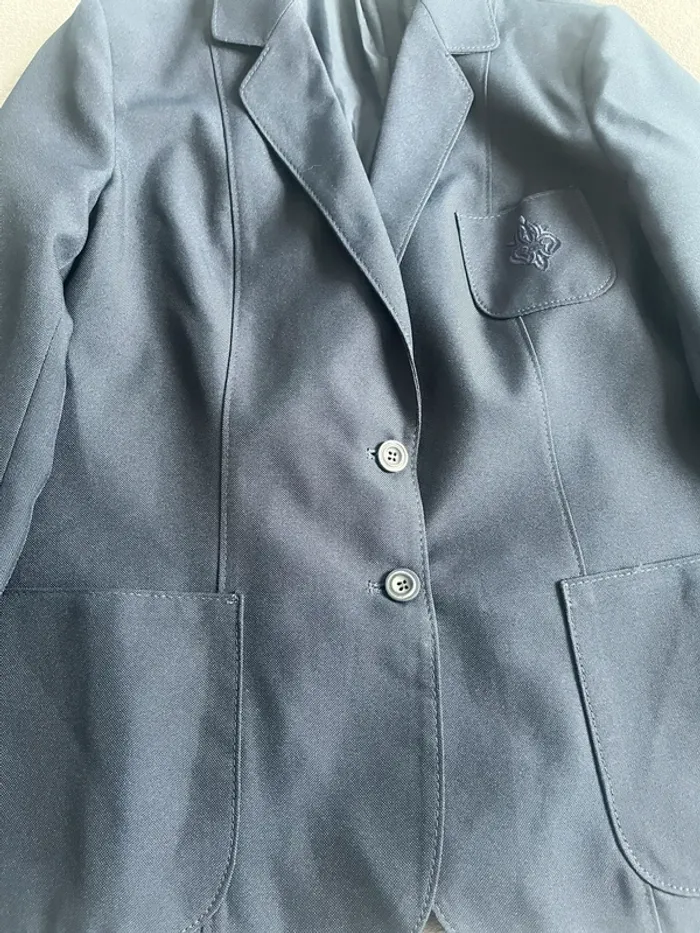 Blazer vintage bleu marine unisexe – écusson brodé – T.40 - photo numéro 3