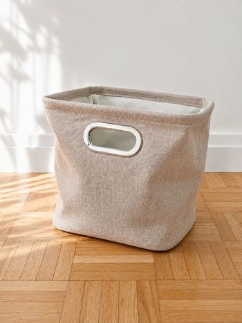 Panier de rangement / panier à linge beige en lin 100% neuf avec étiquette