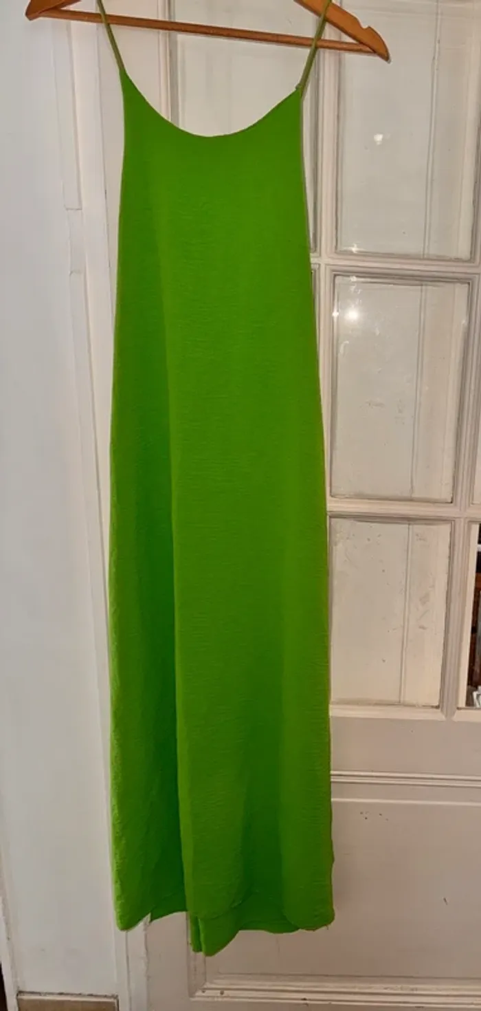 Robe longue croisée dans le dos Vert fluo Taille unique