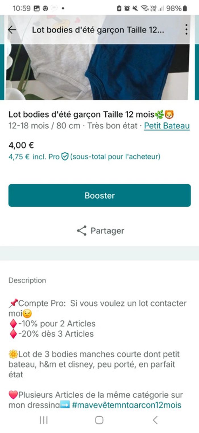 Lot bodies d'été garçon Taille 12 mois🌿🦊 - photo numéro 6