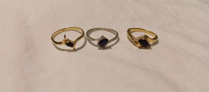 Lot 3 bagues pierre noire - photo numéro 3