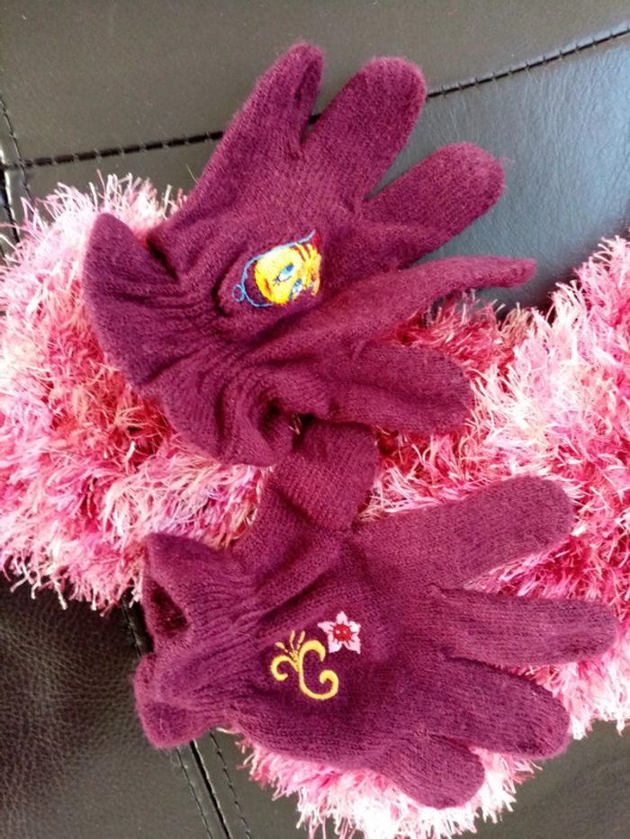 Lot écharpe et gants mauve - photo numéro 5