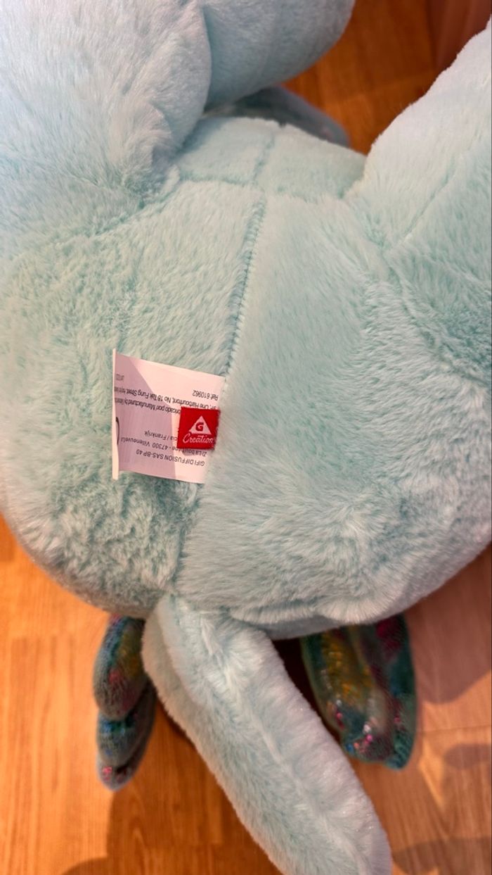 Grande peluche JouéClub Dragon bleu turquoise - neuve - photo numéro 9