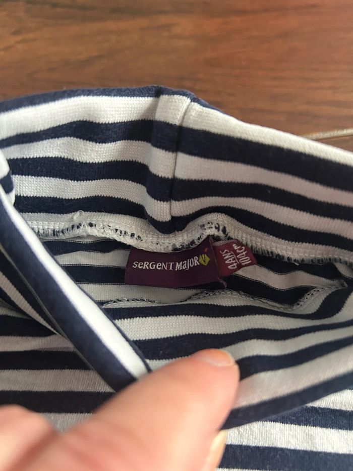 Sous pull à col roulé rayé bleu marine et blanc Sergent major 4 ans - photo numéro 4