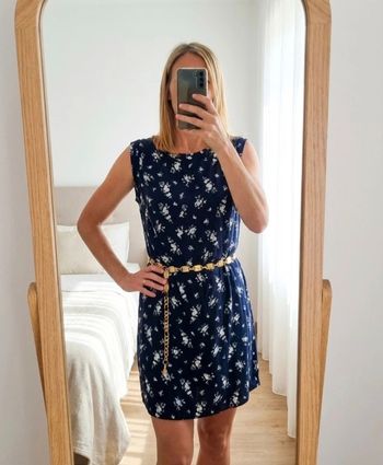 🖤 Robe La Fée Maraboutée – Bleu marine à fleurs blanches – Made in Italy – Très bon état