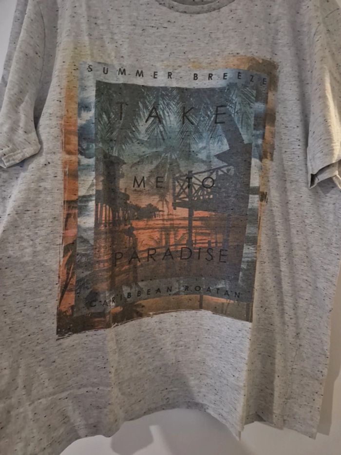 Tee-shirt manche courte homme gris à motifs col rond Taille XL Jules - photo numéro 3