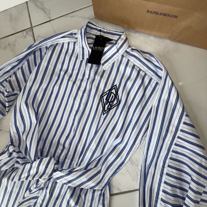 Robe-chemise Ralph Lauren en popeline de coton rayée. Neuve. Taille 6. - photo numéro 6