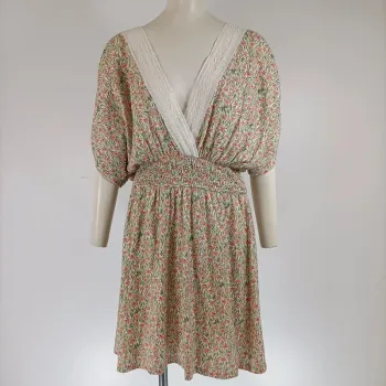 Robe courte CMT atelier beige fleurie - Taille 38 - État neuf - A137
