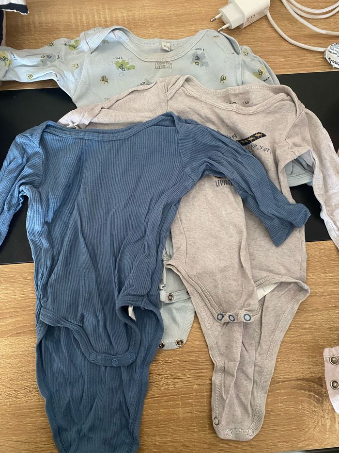 Lot de 3 bodys garçons 12M