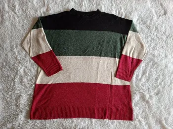Pull long rayé à manches raglants T. XL - 46 / 48 Esmara