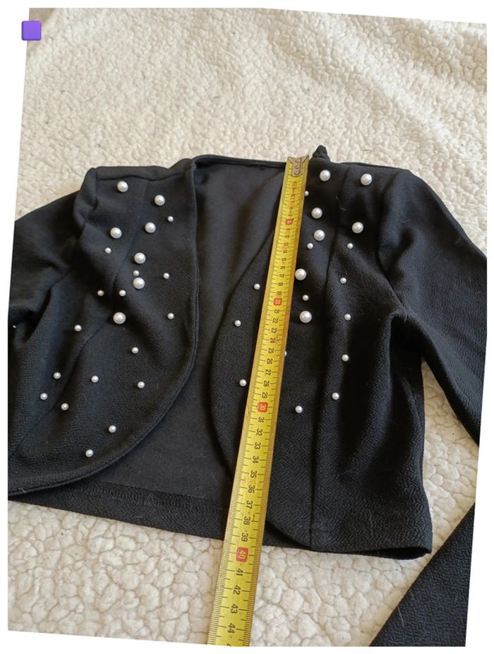 Veste noire élégante courte à perles – chic, vintage, soirée - photo numéro 4