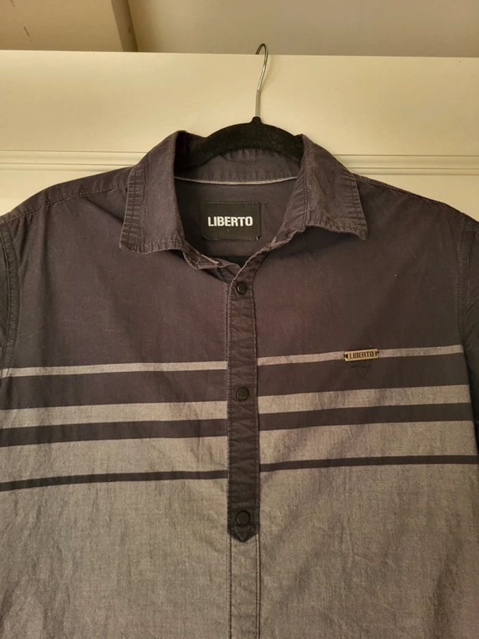 Chemise à manches courtes Liberto - bicolore noir et gris - photo numéro 2