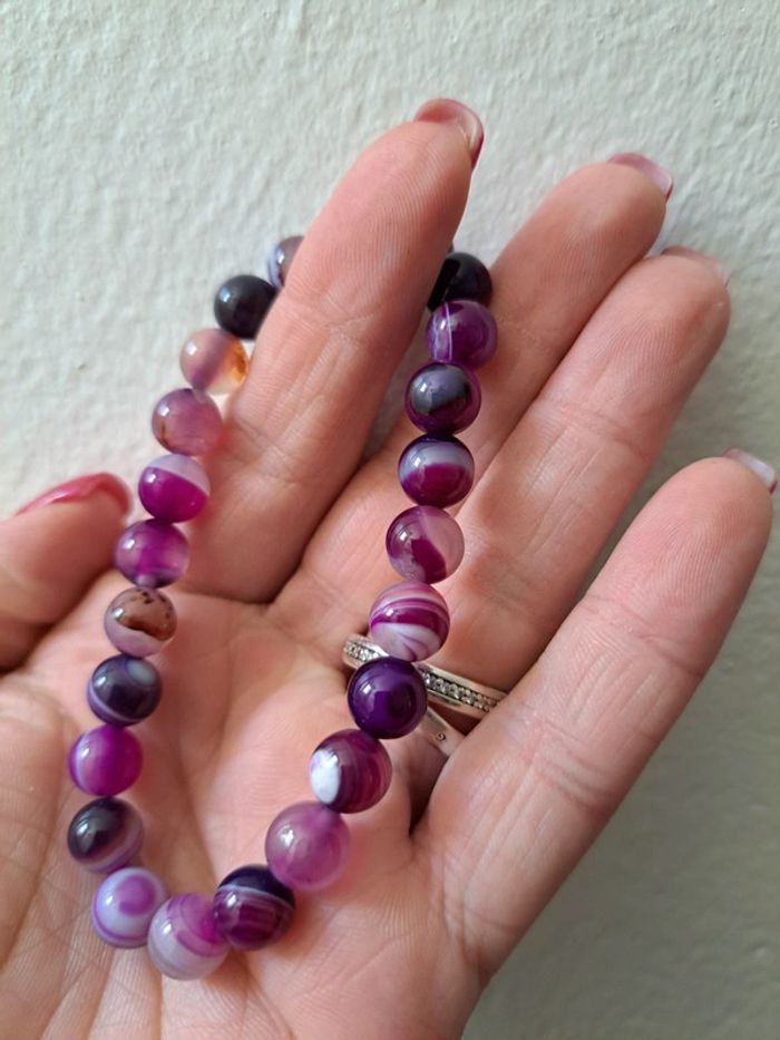 Bracelet pierre agate rose - photo numéro 5