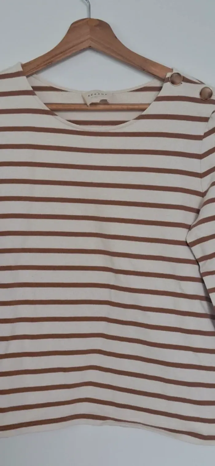 🤎 Marinière Colette Sézane – Beige & camel – Taille 38 – État neuf - photo numéro 2
