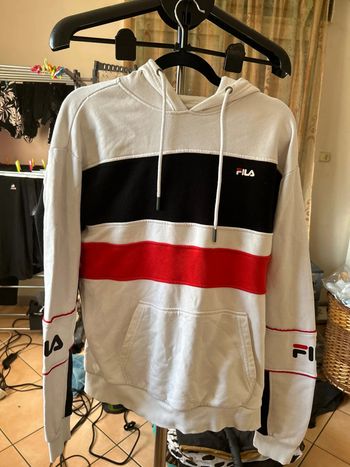Sweat-shirt à capuche Fila Homme blanc noir et rouge