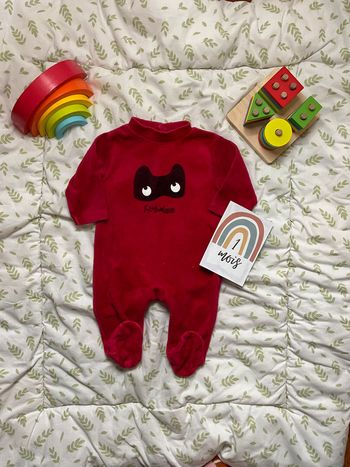 pyjama grenouillère en velours rouge 1 mois kimbaloo