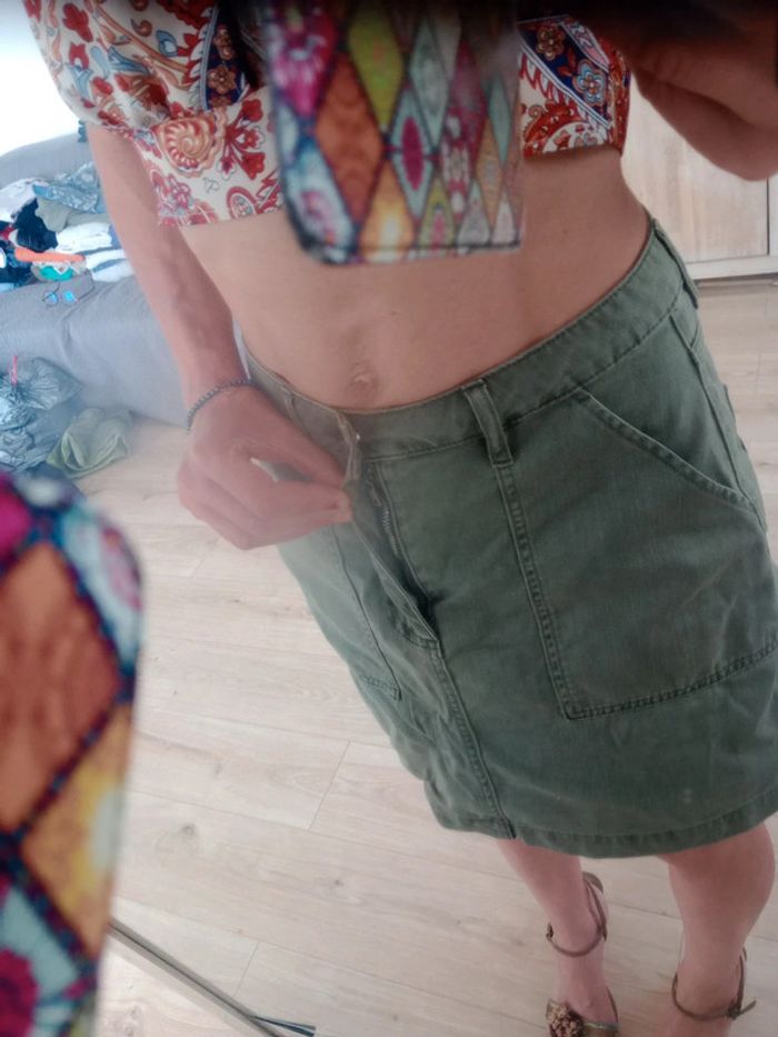 Jupe 38 Jean kaki c84 - photo numéro 7