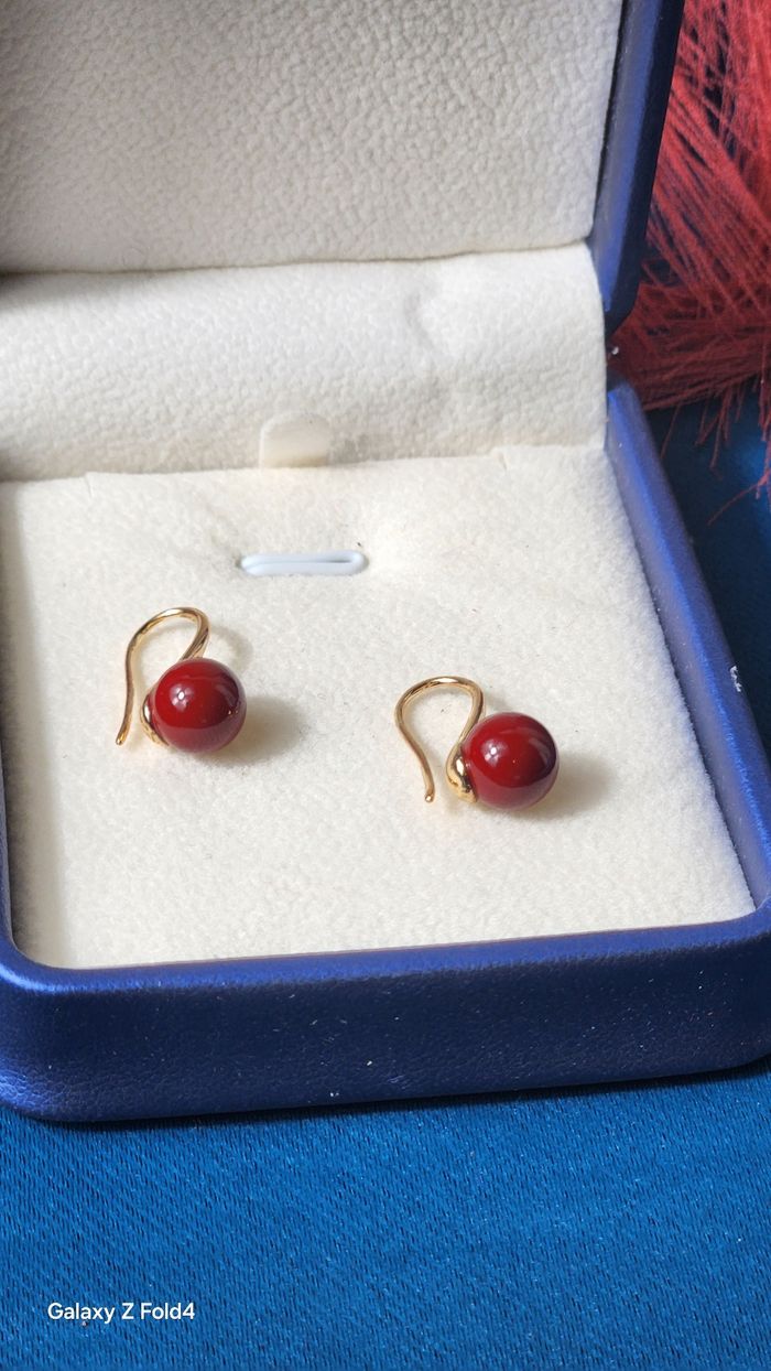 🌹💎 ​stock limité - pièce unique ❤️✨ boucles d'oreille boule - photo numéro 3