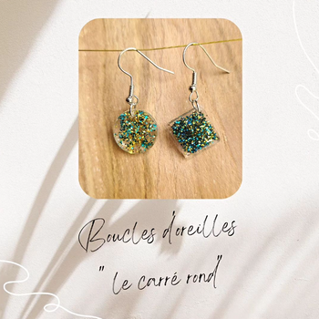 Boucles d'oreilles " Le carré rons"