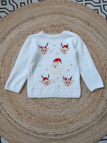 Pull en maille blanc Noël Gemo 3 ans