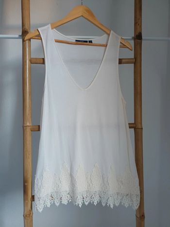 Débardeur écru avec dentelle taille L