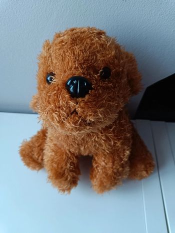 Peluche chien marron clair neuve douce