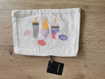 Pochette neuve toile écru motifs glaces - Women Only