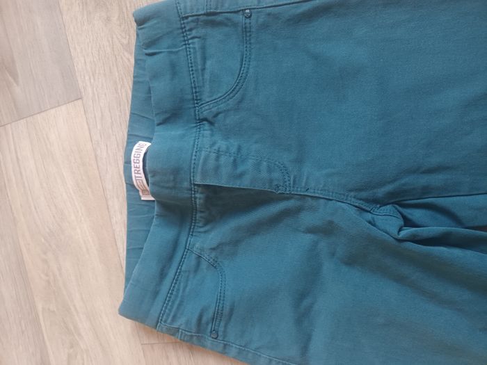 pantalon  10 ans fille okaidi tregging ceintire elastiue bleu petrole - photo numéro 2